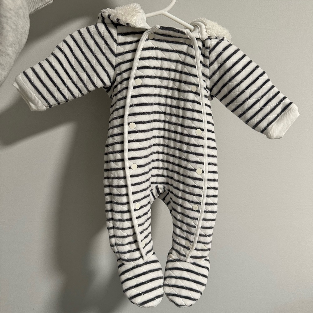 Nordstrom Striped Hooded Newborn One Piece